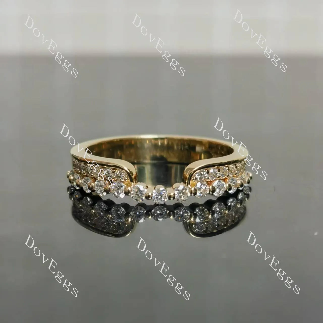 Round pave moissanite/colored gem/lab grown diamond wedding band-3.9mm band width | Doveggs