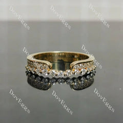 Round pave moissanite/colored gem/lab grown diamond wedding band-3.9mm band width | Doveggs