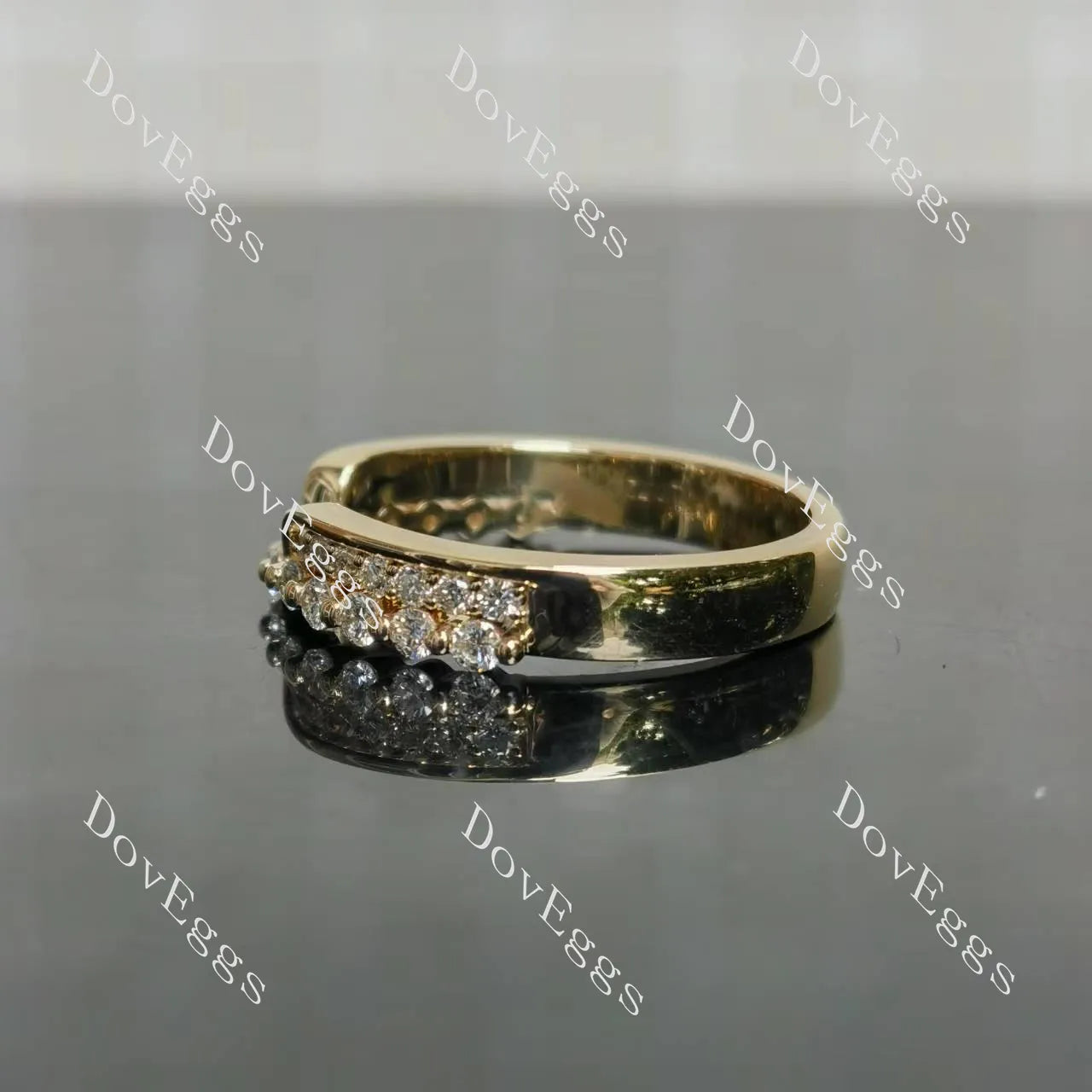 Round pave moissanite/colored gem/lab grown diamond wedding band-3.9mm band width | Doveggs