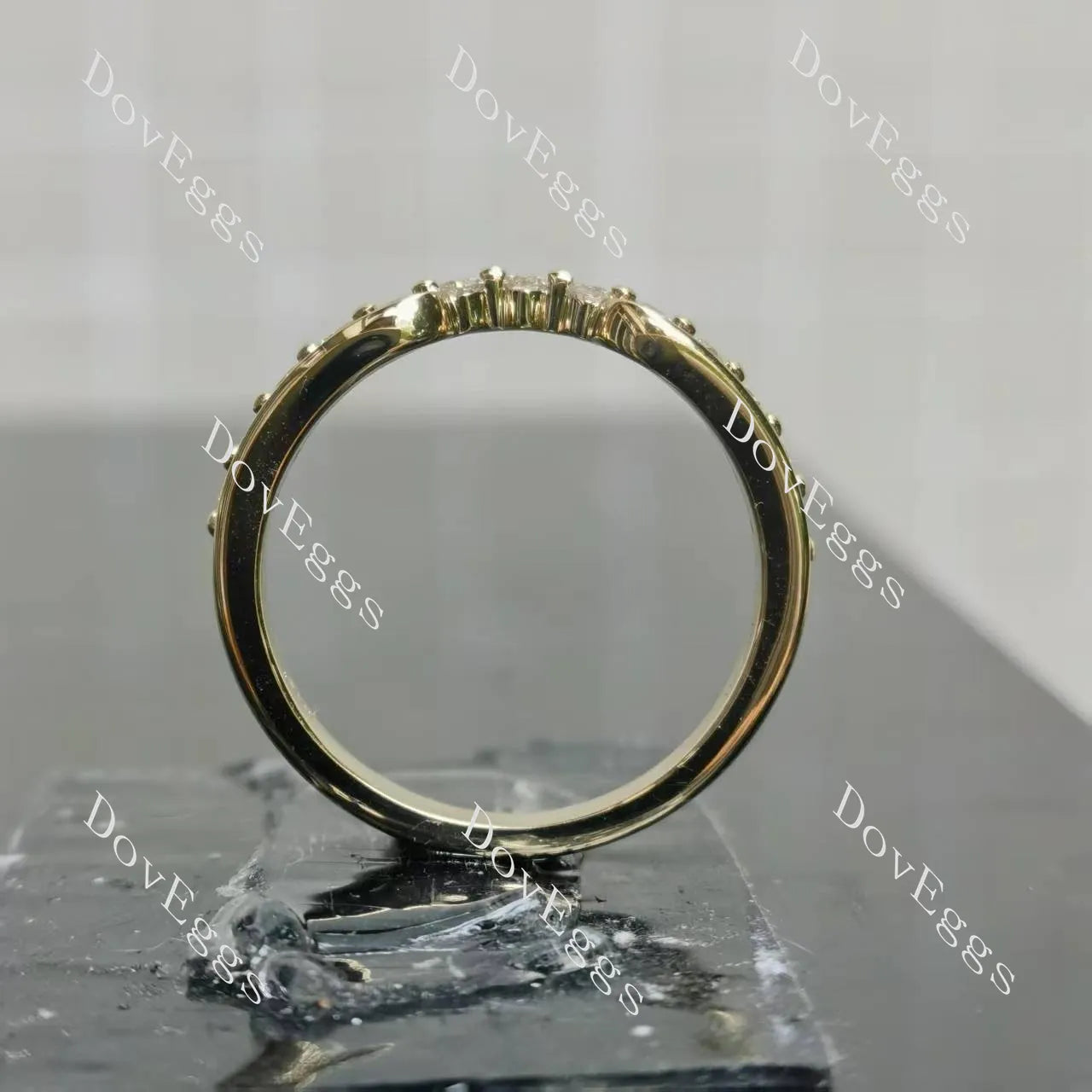 Round pave moissanite/colored gem/lab grown diamond wedding band-3.9mm band width | Doveggs