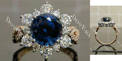 Floral halo engagement ring semi-mount only(Exclusively to DovEggs Stones)