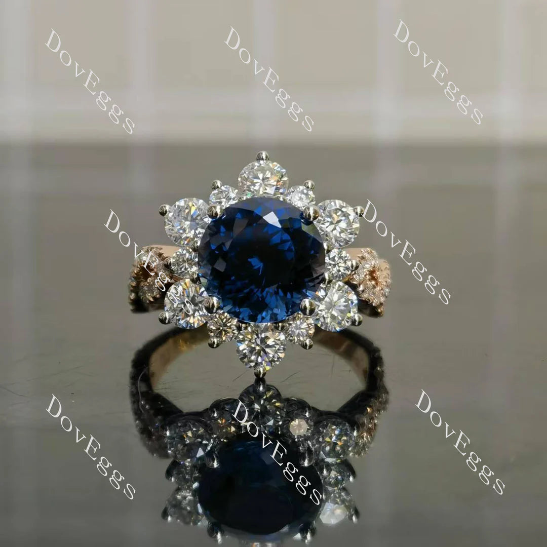 Floral halo engagement ring semi-mount only(Exclusively to DovEggs Stones)