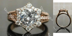 The Kendal Marie floral halo pave engagement ring semi-mount only(Exclusively to DovEggs Stones)