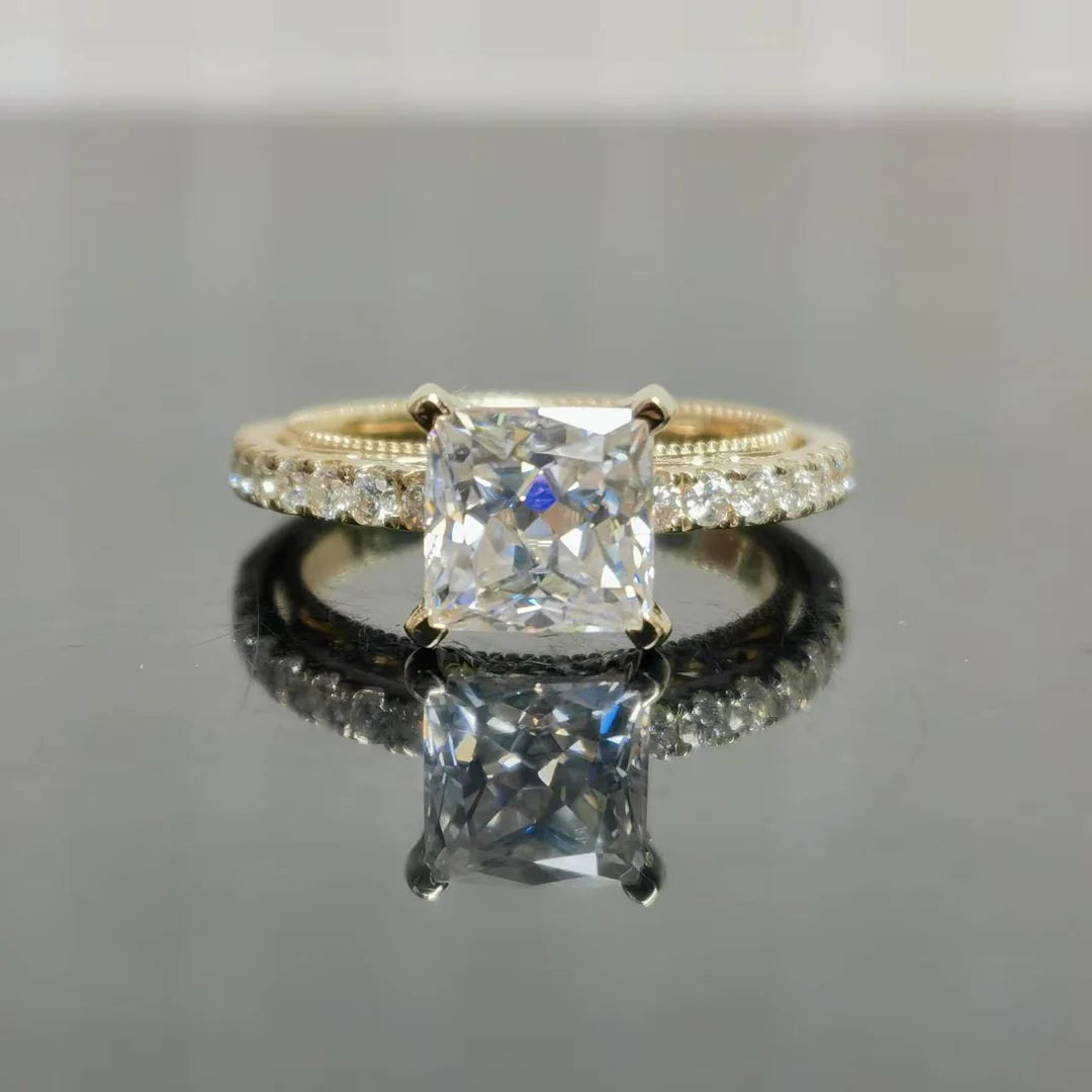 Kyla's Princess pave art deco engagement ring semi-mount only(Exclusively to DovEggs Stones)