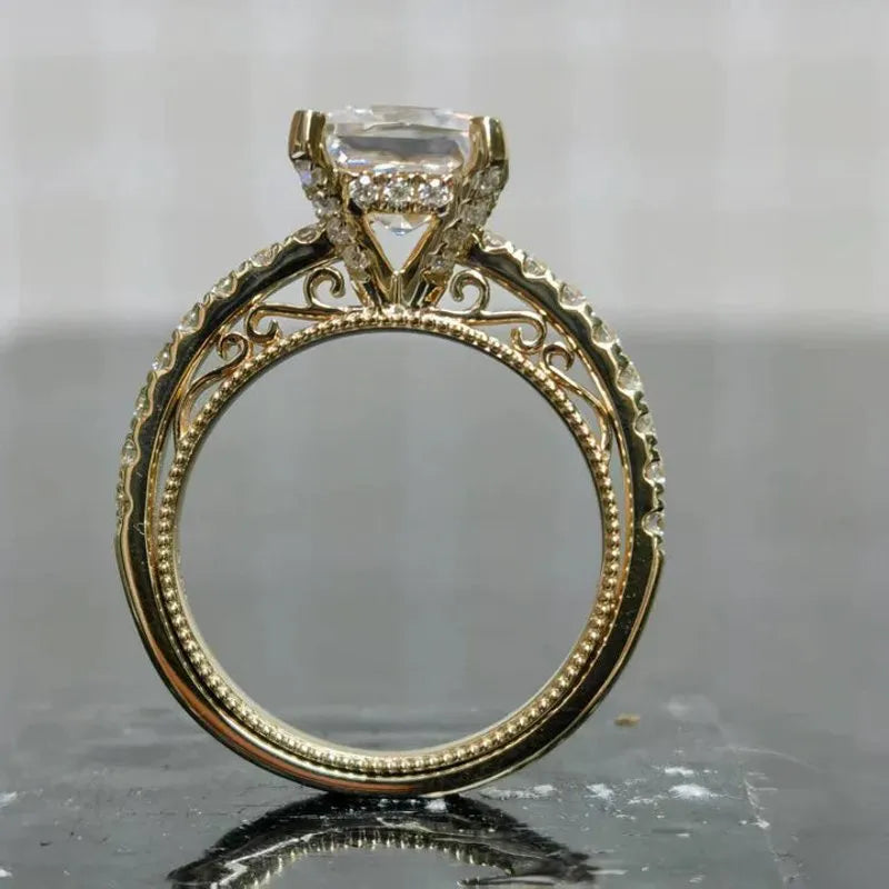 Kyla's Princess pave art deco engagement ring semi-mount only(Exclusively to DovEggs Stones)