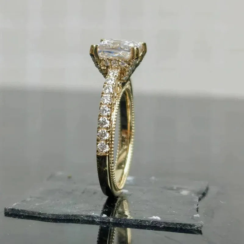 Kyla's Princess pave art deco engagement ring semi-mount only(Exclusively to DovEggs Stones)