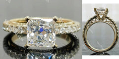 originally designed for Kyla's Princess pave art deco moissanite engagement ring | Doveggs
