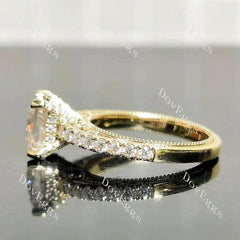 originally designed for Kyla's Princess pave art deco moissanite engagement ring | Doveggs