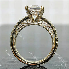 originally designed for Kyla's Princess pave art deco moissanite engagement ring | Doveggs