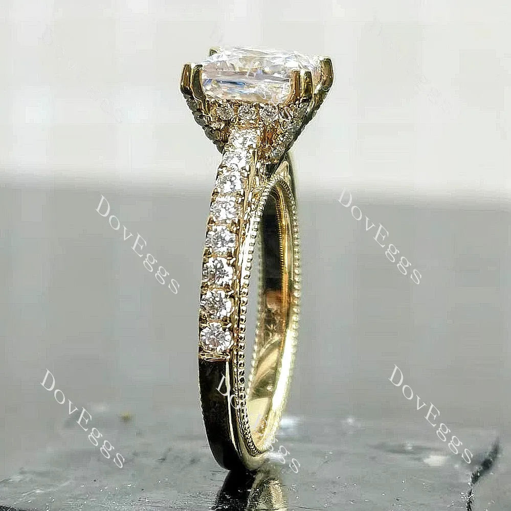 originally designed for Kyla's Princess pave art deco moissanite engagement ring | Doveggs