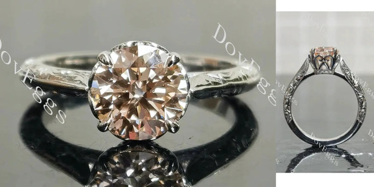 Basket hand carved engagement ring semi-mount only(Exclusively to DovEggs Stones)