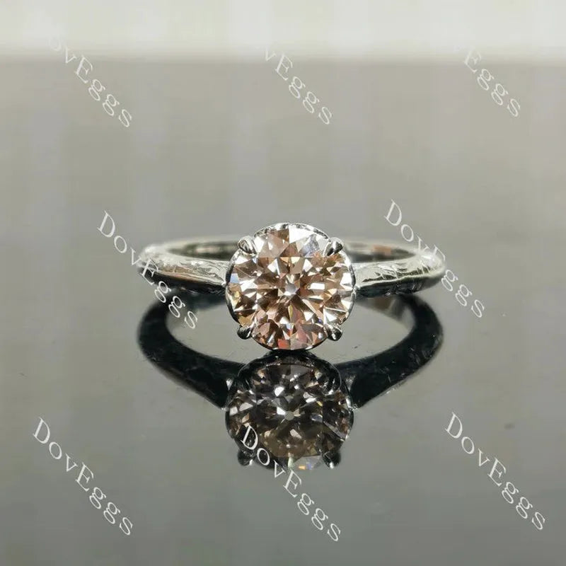 Basket hand carved engagement ring semi-mount only(Exclusively to DovEggs Stones)
