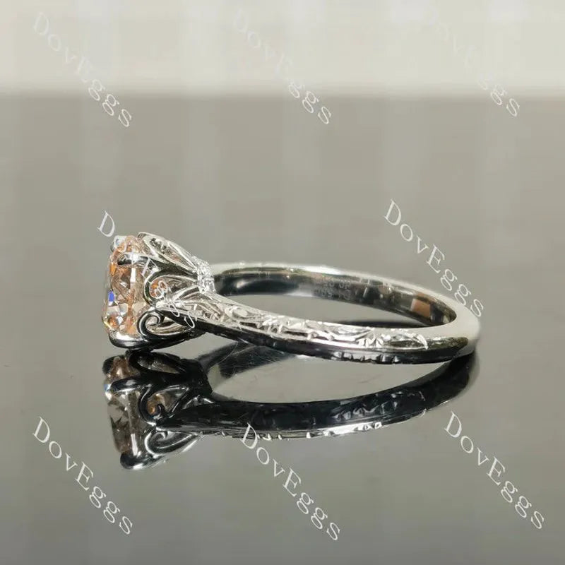 Basket hand carved engagement ring semi-mount only(Exclusively to DovEggs Stones)