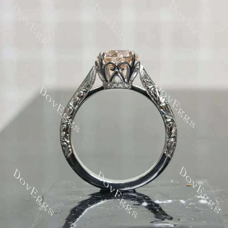 Basket hand carved engagement ring semi-mount only(Exclusively to DovEggs Stones)