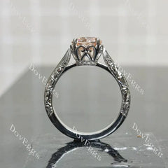 Basket hand carved engagement ring semi-mount only(Exclusively to DovEggs Stones)
