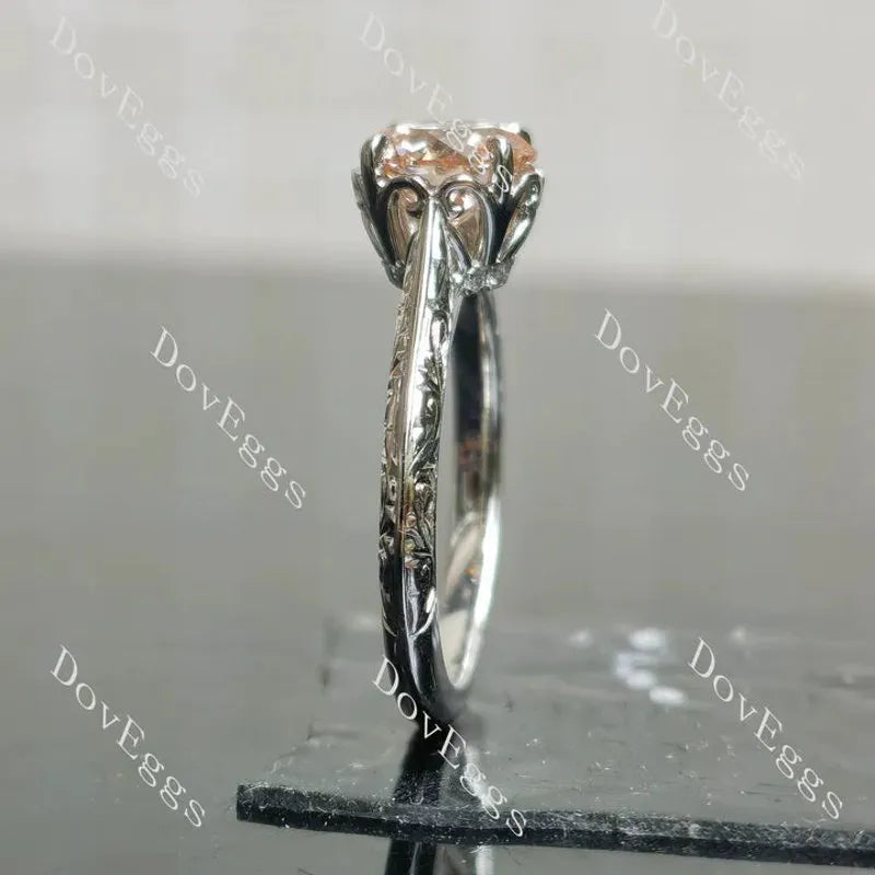 Basket hand carved engagement ring semi-mount only(Exclusively to DovEggs Stones)