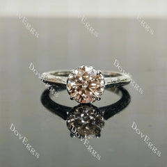 Round basket hand carved moissanite engagement ring | Doveggs