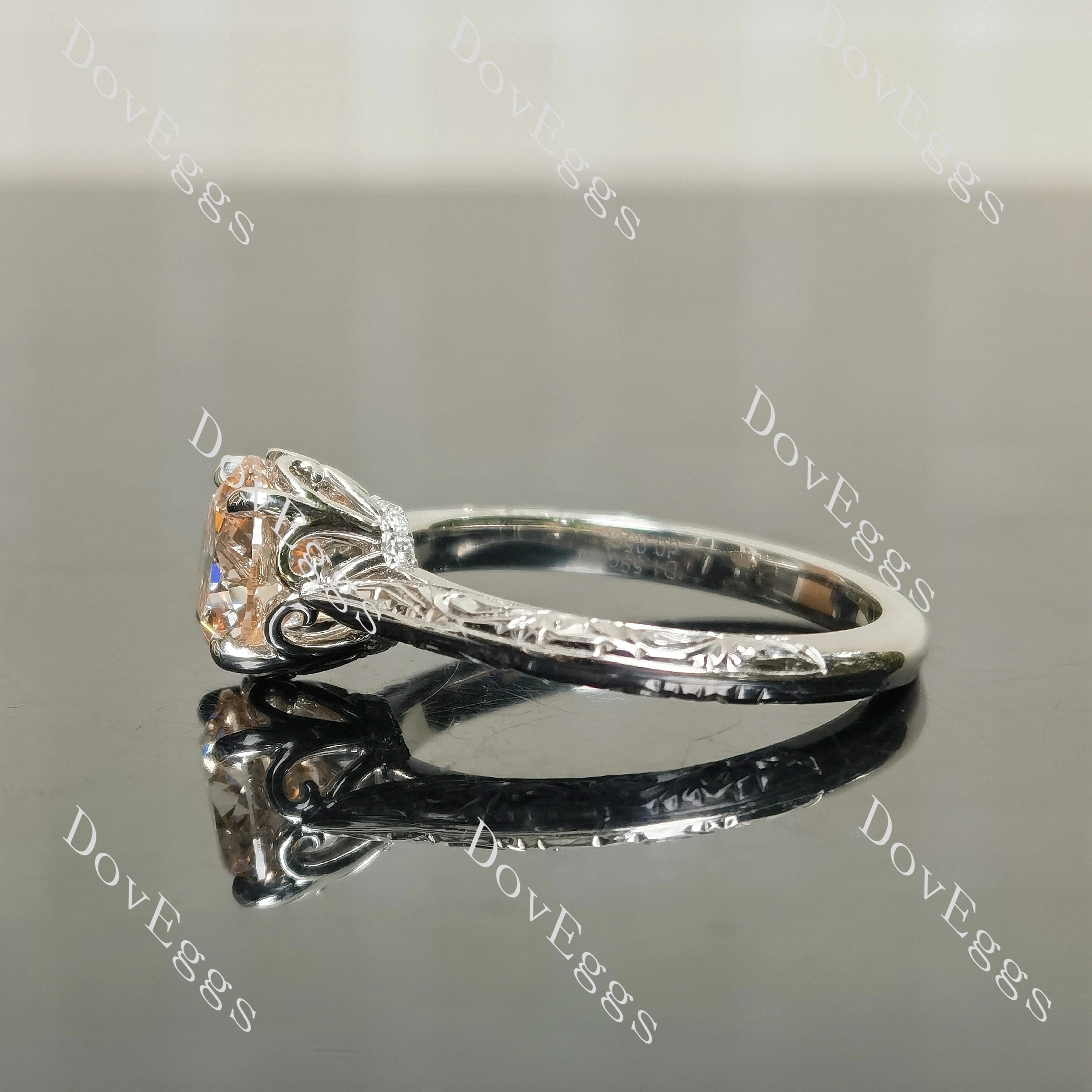 Round basket hand carved moissanite engagement ring | Doveggs