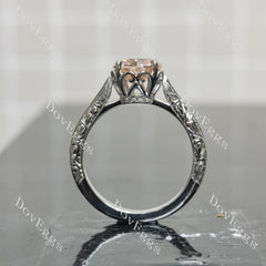 Round basket hand carved moissanite engagement ring | Doveggs