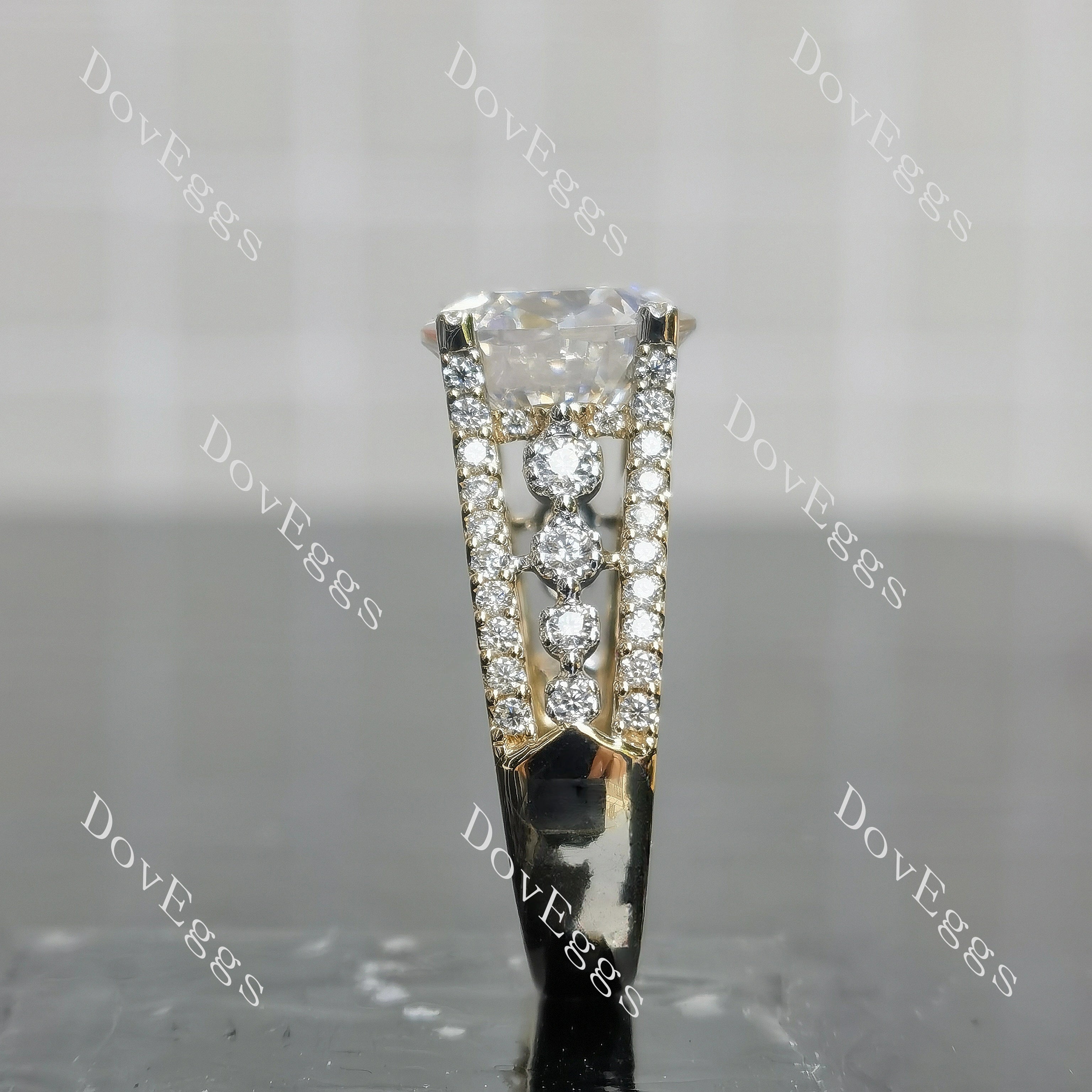 Kaleidoscope-Octagon pave vintage moissanite engagement ring | DovEggs