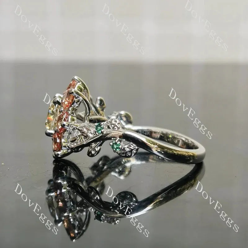 Floral art deco engagement ring semi-mount only(Exclusively to DovEggs Stones)