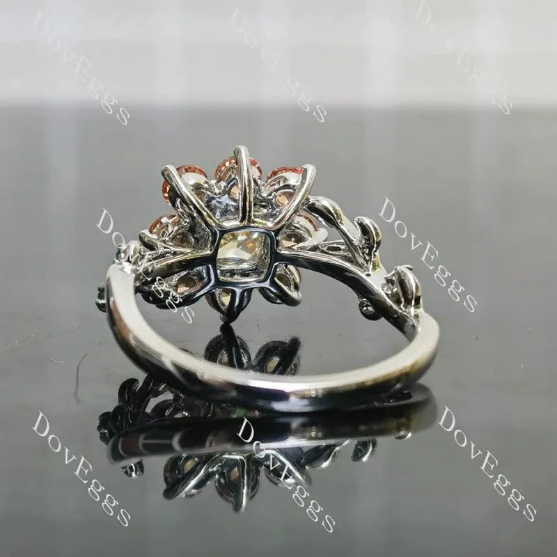 Floral art deco engagement ring semi-mount only(Exclusively to DovEggs Stones)
