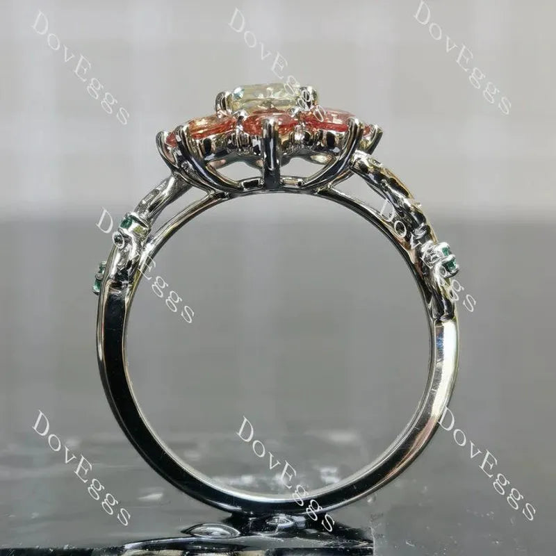 Floral art deco engagement ring semi-mount only(Exclusively to DovEggs Stones)