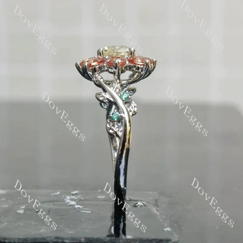 Floral art deco engagement ring semi-mount only(Exclusively to DovEggs Stones)