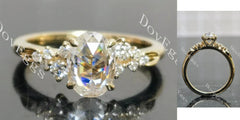 Oval side stone moissanite engagement ring| Doveggs