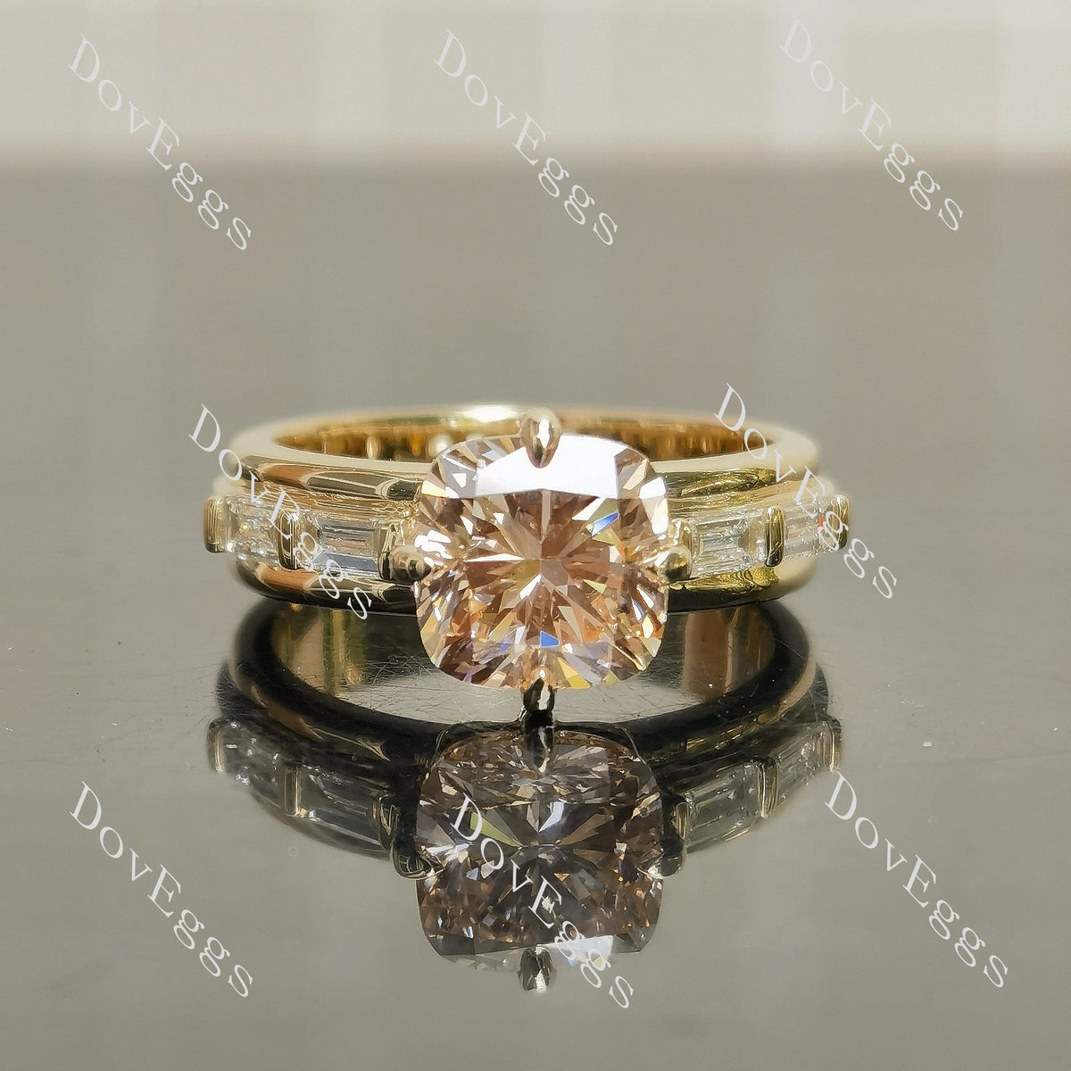 Side stones engagement ring only semi-mount only(Exclusively to DovEggs Stones)