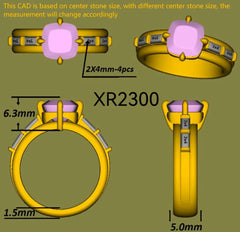 Side stones engagement ring only semi-mount only(Exclusively to DovEggs Stones)