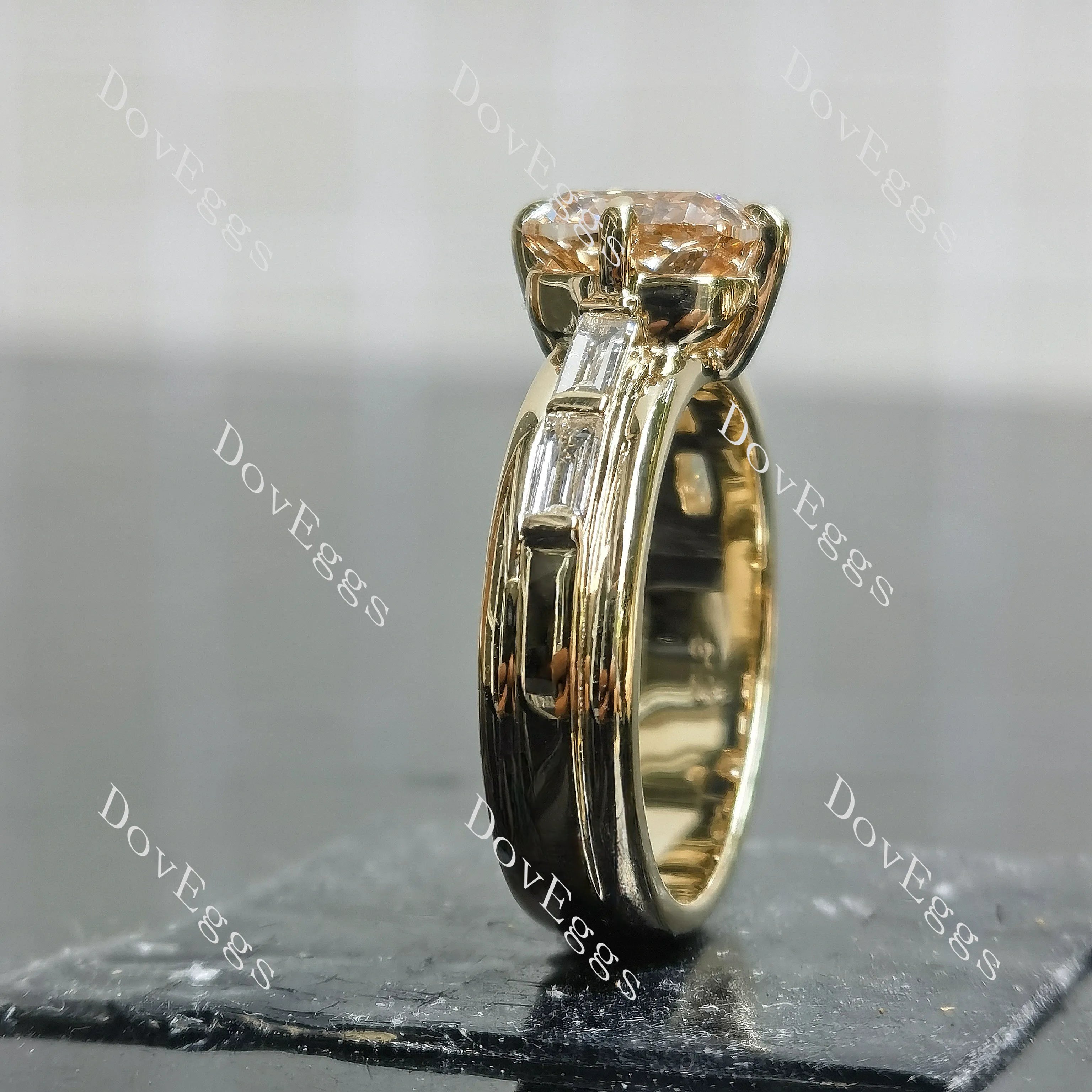 Side stones engagement ring only semi-mount only(Exclusively to DovEggs Stones)