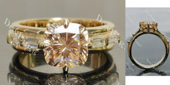 Cushion side stones moissanite engagement ring | Doveggs