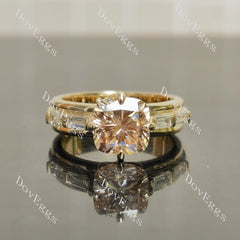 Cushion side stones moissanite engagement ring | Doveggs