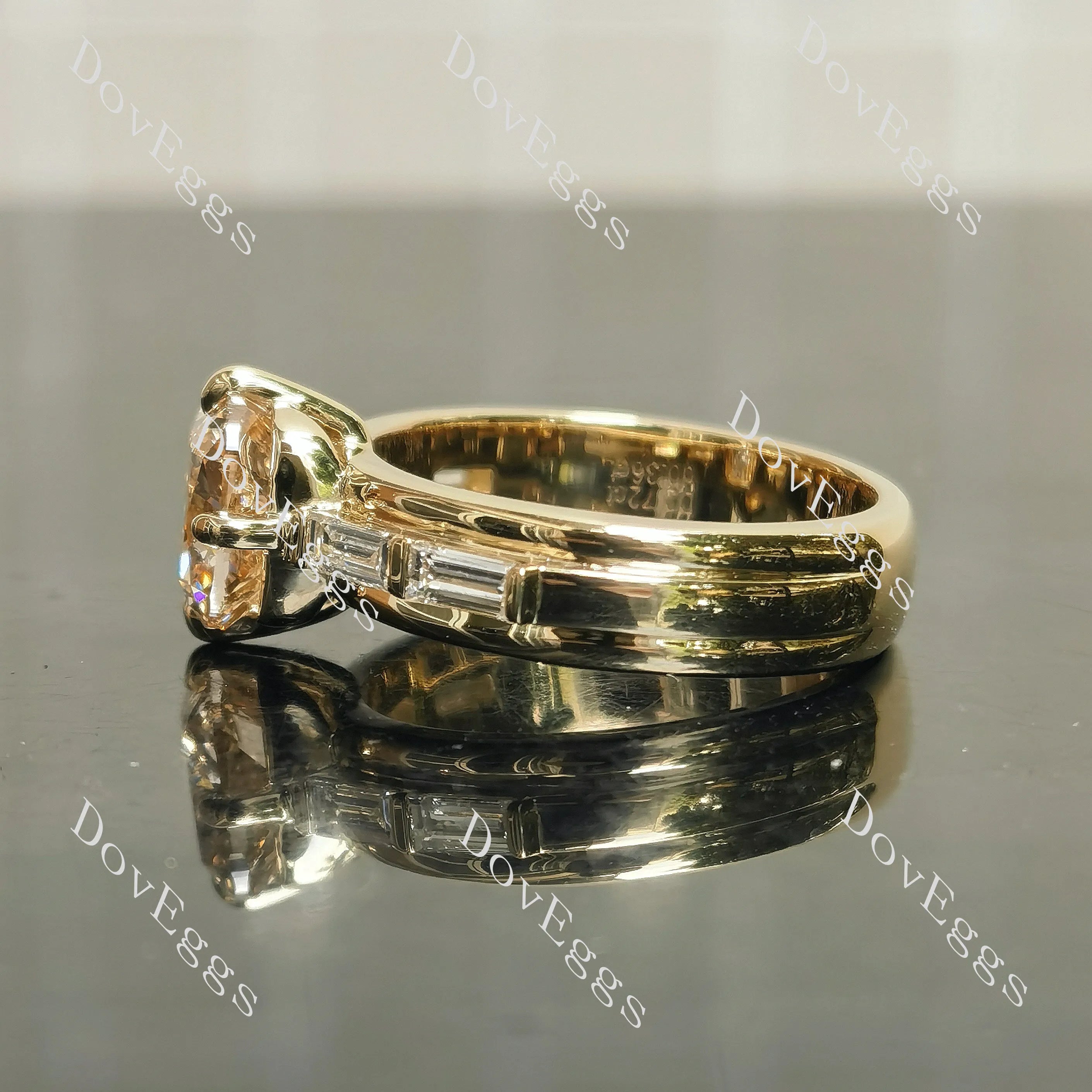 Cushion side stones moissanite engagement ring | Doveggs