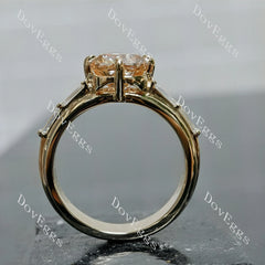 Cushion side stones moissanite engagement ring | Doveggs