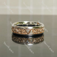 Tracy's triangle engraving art deco wedding band-7mm band width | Doveggs