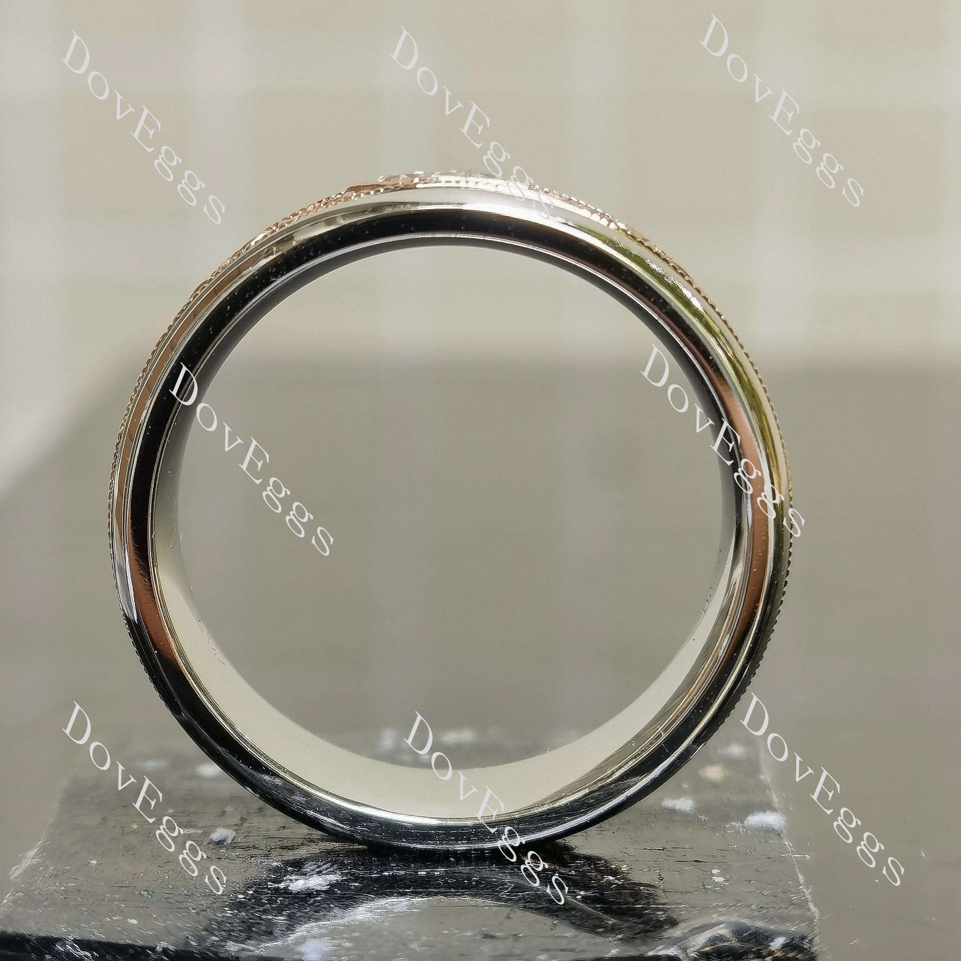 Tracy's triangle engraving art deco wedding band-7mm band width | Doveggs