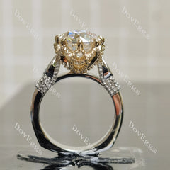 Round vintage art deco moissanite engagement ring | Doveggs