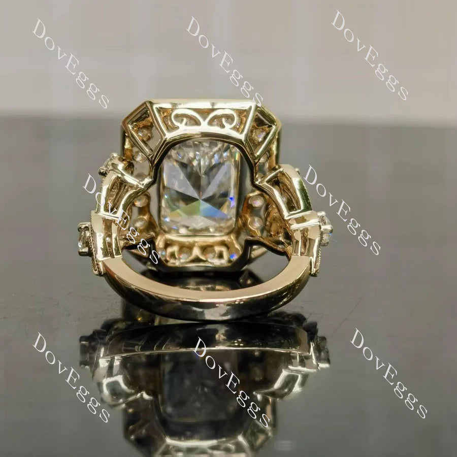 Bezel halo art deco engraved armengagement ring only semi-mount only(Exclusively to DovEggs Stones)