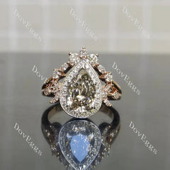 Halo pave art deco lab diamond engagement ring only semi-mount only(Exclusively to DovEggs Stones)