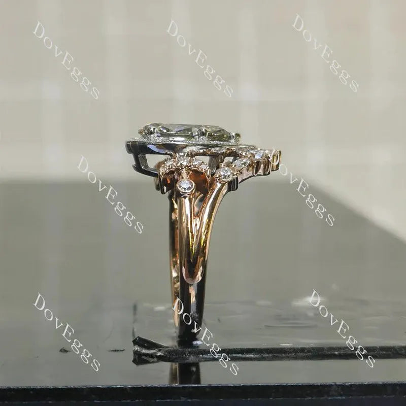 Halo pave art deco lab diamond engagement ring only semi-mount only(Exclusively to DovEggs Stones)
