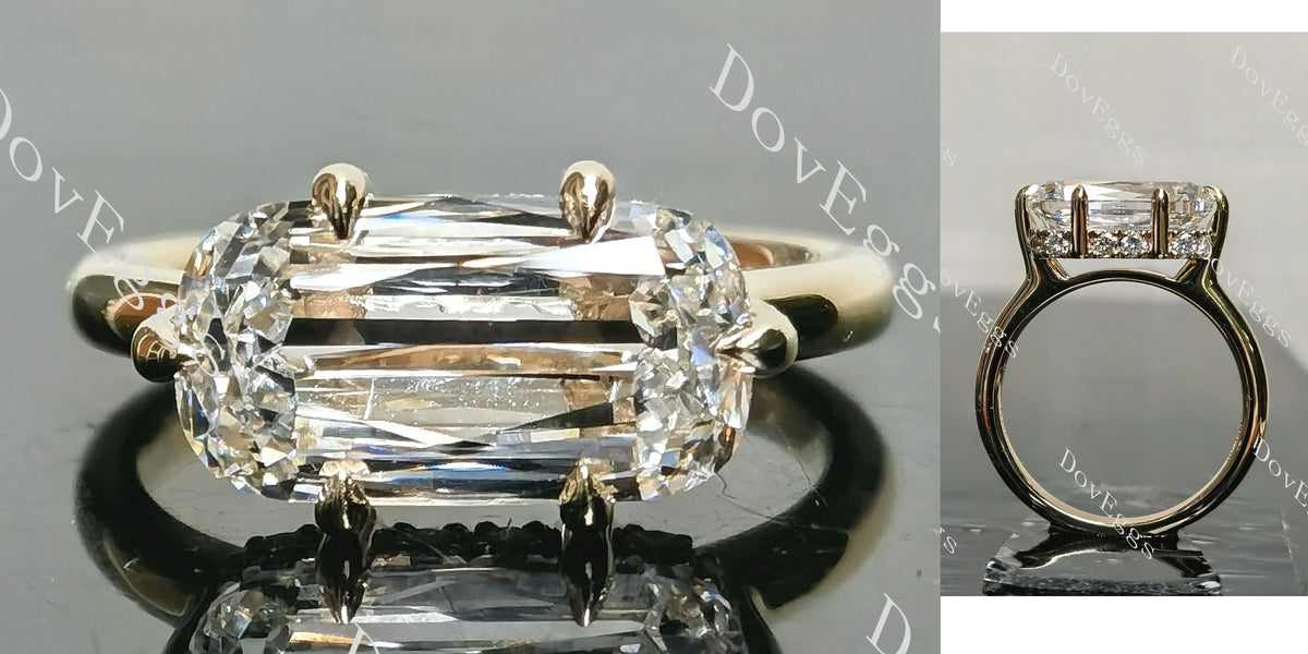 Cushion hidden halo moissanite engagement ring| DovEggs