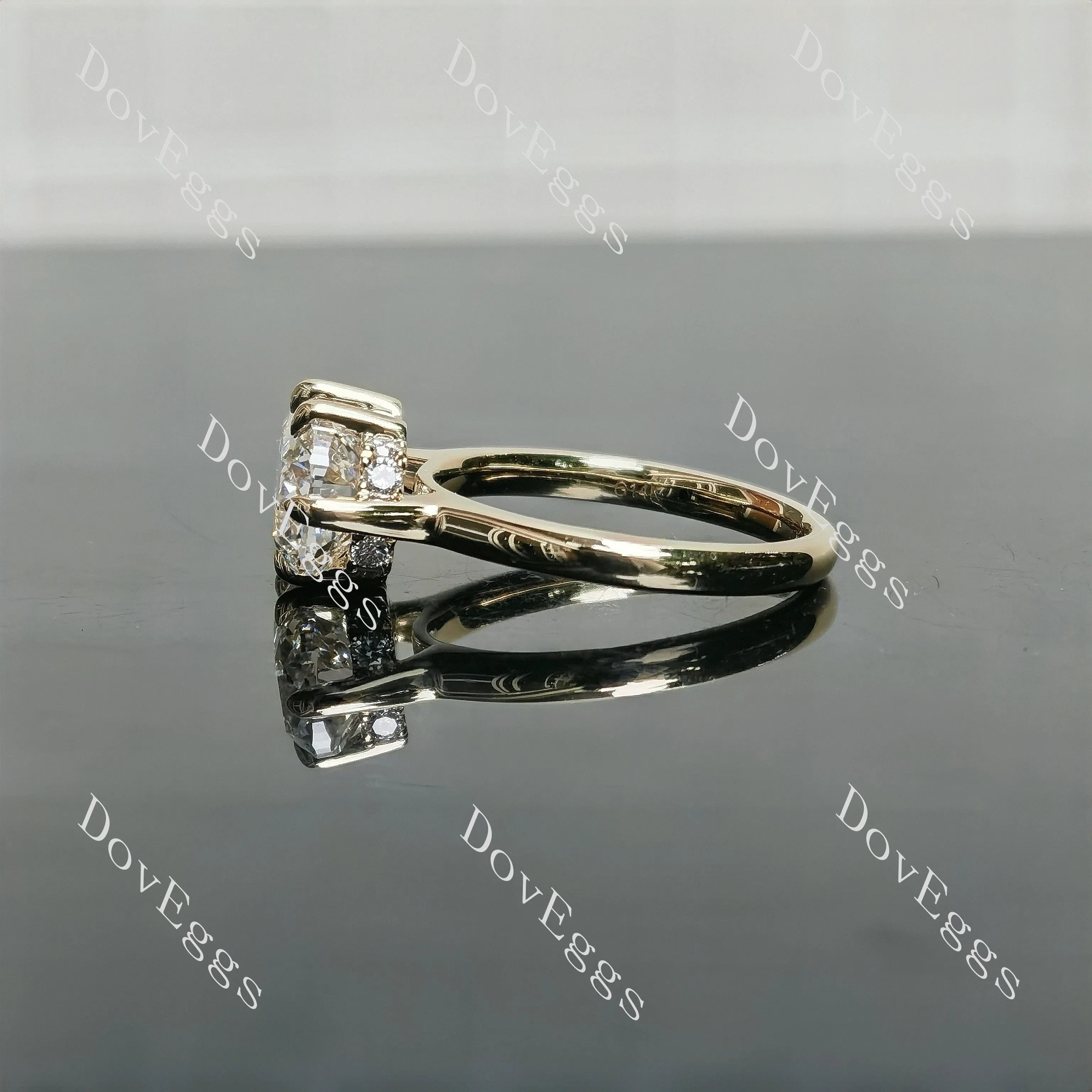 Cushion hidden halo moissanite engagement ring| DovEggs