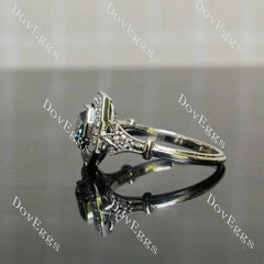 Halo pave art deco engraved engagement ring only semi-mount only(Exclusively to DovEggs Stones)