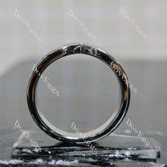 Round V-shaped pave moissanite wide wedding band-3.5-8mm band width| Doveggs