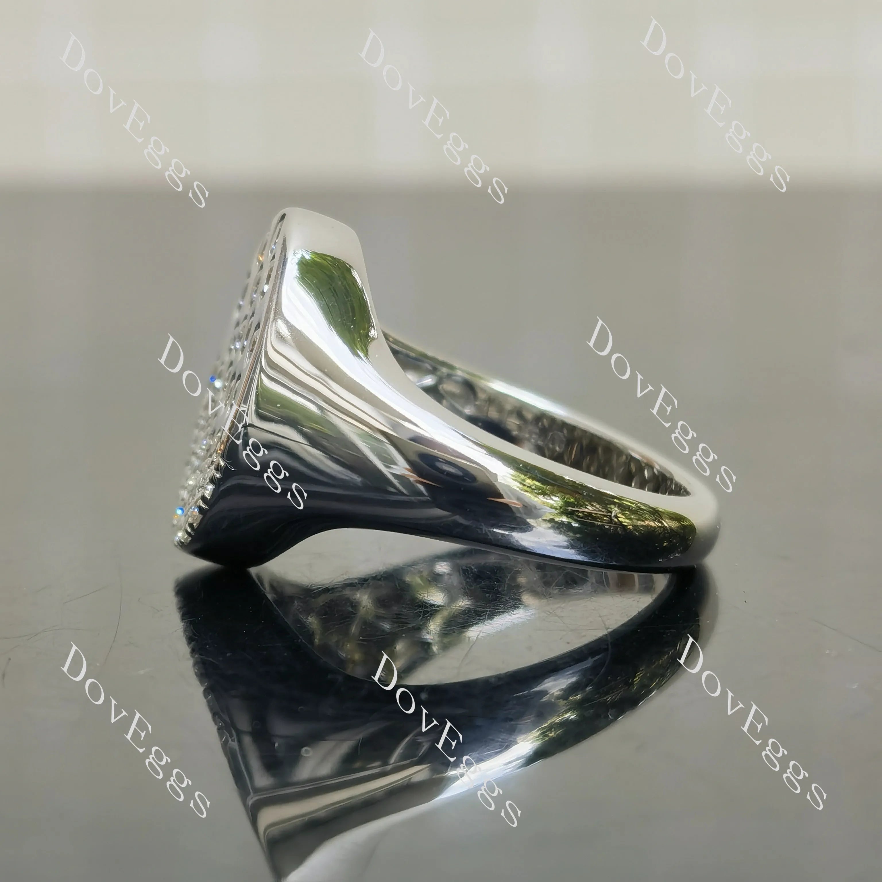 Round pave multicolor art deco engagement ring| Doveggs