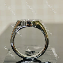 Round pave multicolor art deco engagement ring| Doveggs
