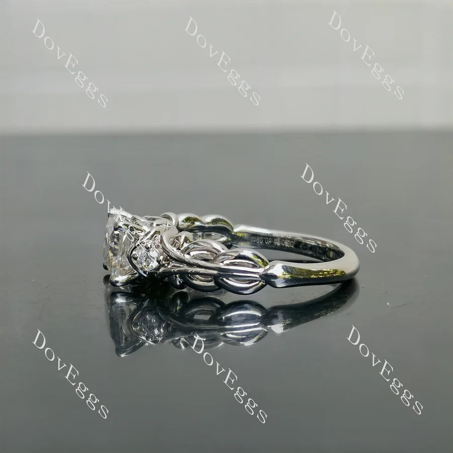 Vintage side stones pattern braided engagement ring only semi-mount only(Exclusively to DovEggs Stones)