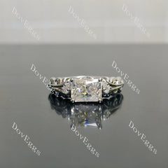 Radiant vintage side stones pattern braided moissanite engagement ring| DovEggs